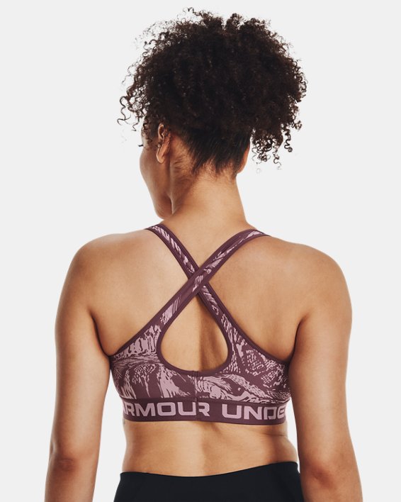 Bra deportivo Armour® Mid Crossback Printed para mujer, Purple, pdpMainDesktop image number 5